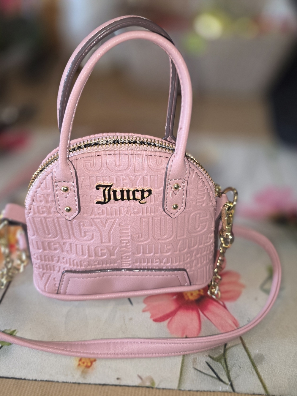 Juicy Couture Pale Pink Embossed Mini Dome Satchel